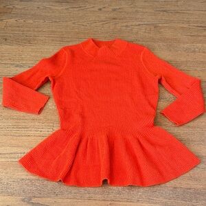 Tory Burch Orange Peplum Wool Sweater